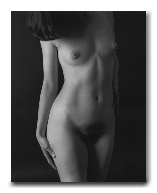 black and white photograph nude girl standing